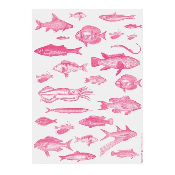 Das Frohstoff Geschenkpapier mit dem Motiv Fische in der Farbe neonpink