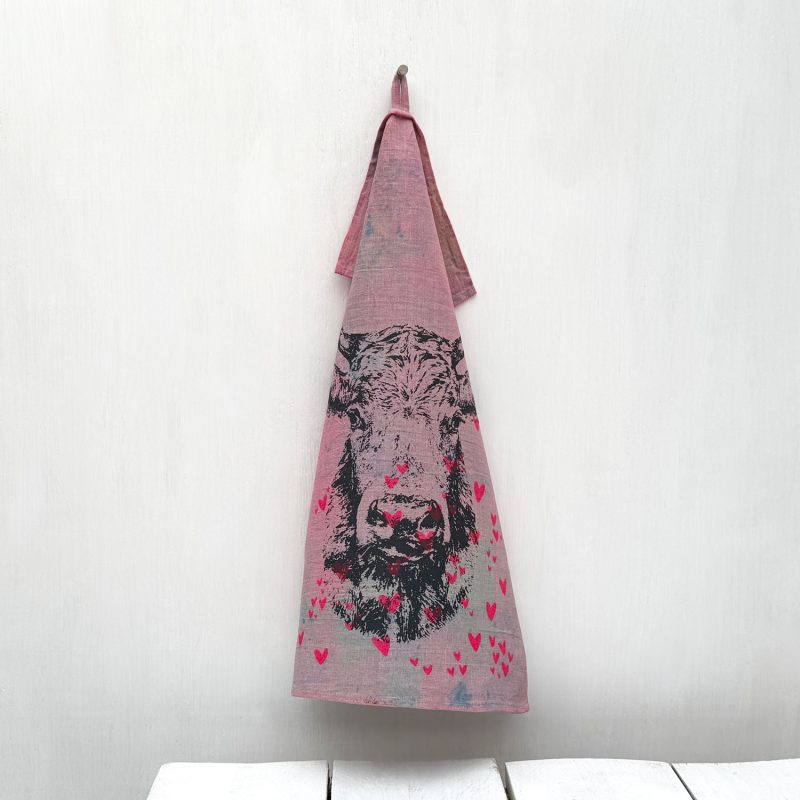 Leinengeschirrtuch aus der Unique-Kollektion mit dem Motiv Kuh