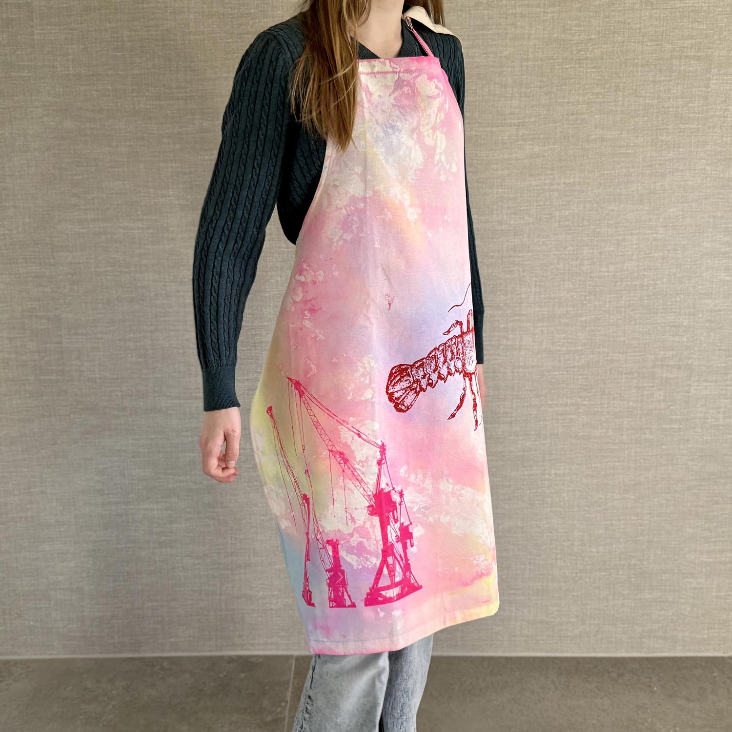 Frohstiff Unique Schürze mit dem Hummer als Motiv in bunten Farben