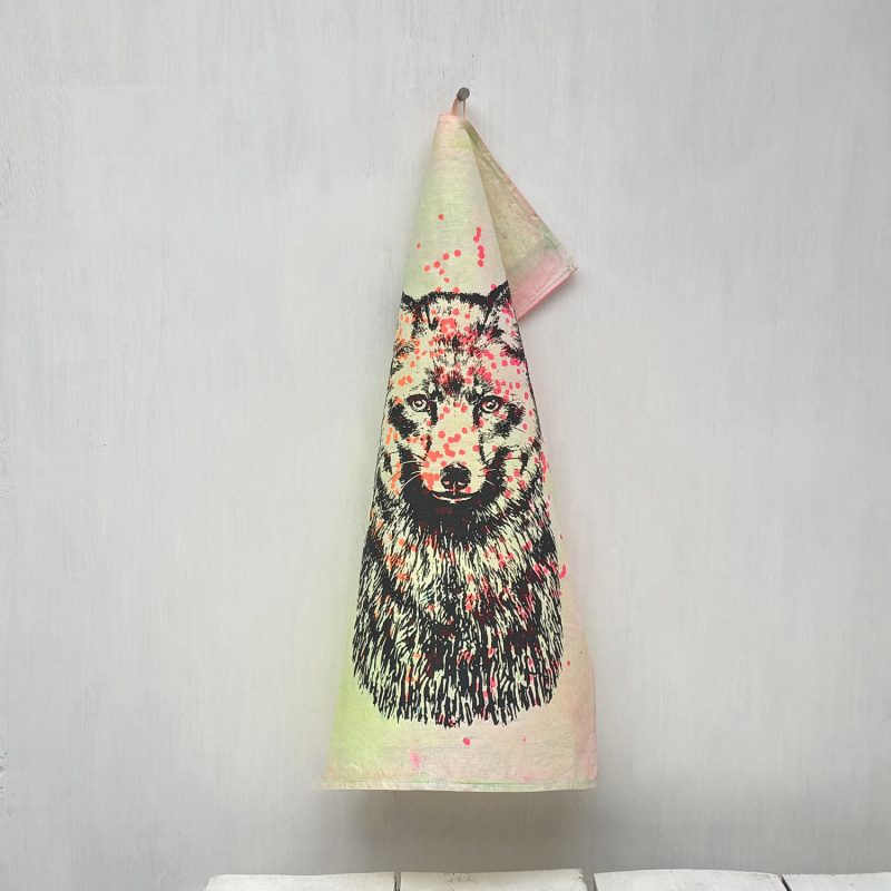 Frohstoff Atelier Geschirrtuch mit dem Motiv Fuchs bunt eingefaerbt