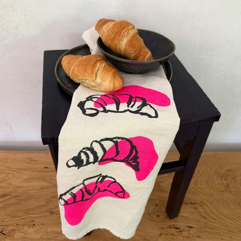 Frohstoff Leinengeschirrtuch Croissant im Mehrfarbdruck