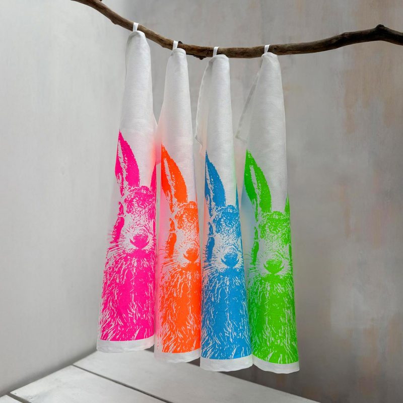 Frohstoff Geschirrtuch Feldhase in bunten Neonfarben