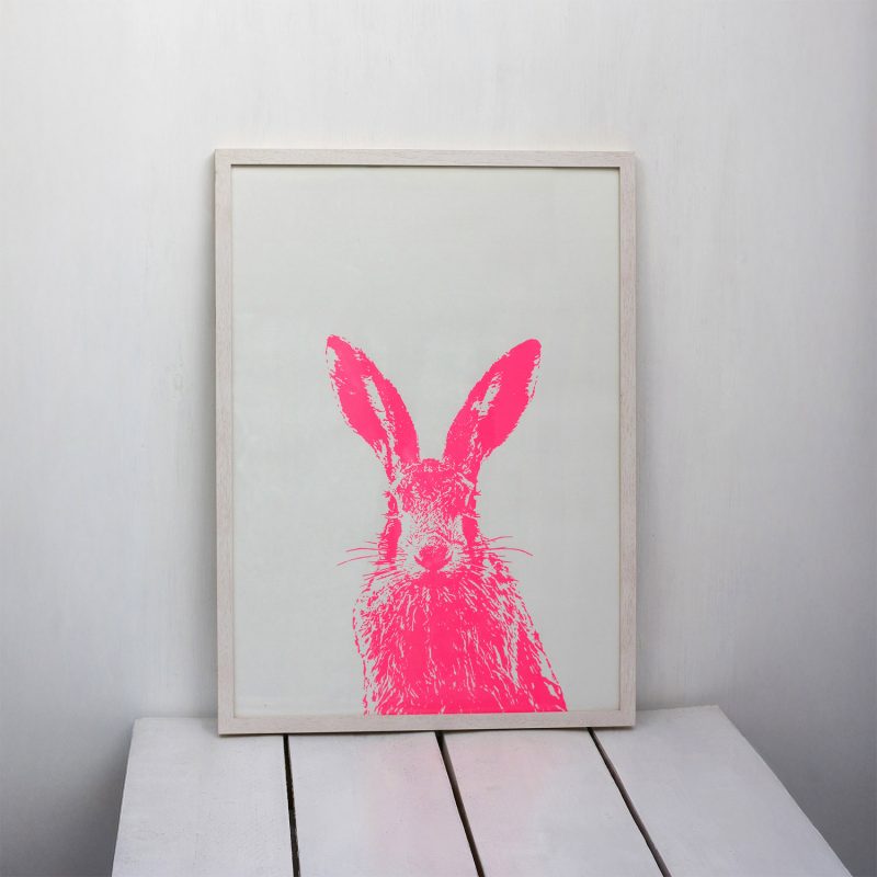 Frohstoff Wandbild mit dem Feldhasen als Motiv in der Farbe neonpink